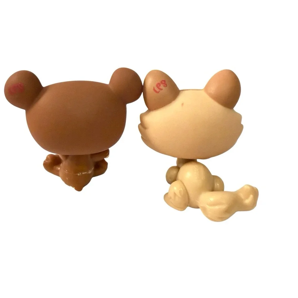 2009 Littlest Pet Shop LPS #1583 #1584 2-in-1 Pet Spotlight Bear Cat Set